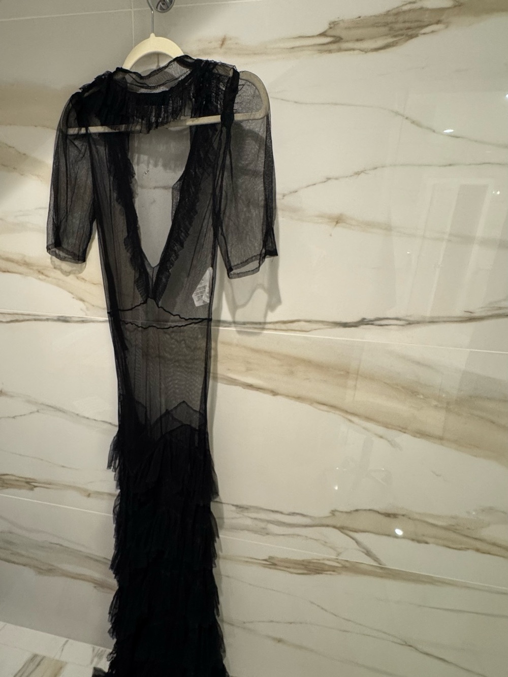 Etro Black Sheer Ruffled Tiered Maxi Dress - Picture 8 of 9